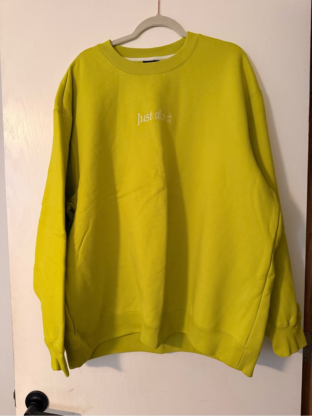 Nike Lime Green 'Just do it.' Embroidered Crewneck Sweatshirt